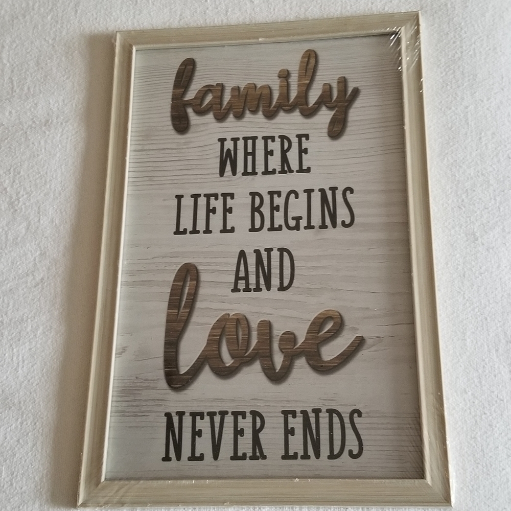 NEW "Family - Life...Love Never Ends" Wall Art